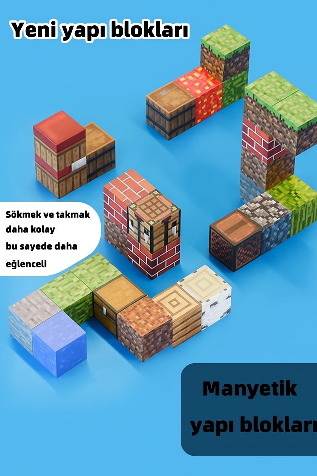 MIKNATISLI MINECRAFT BLOK OYUNU – ÇOCUKLAR İÇİN YAPI SETİ