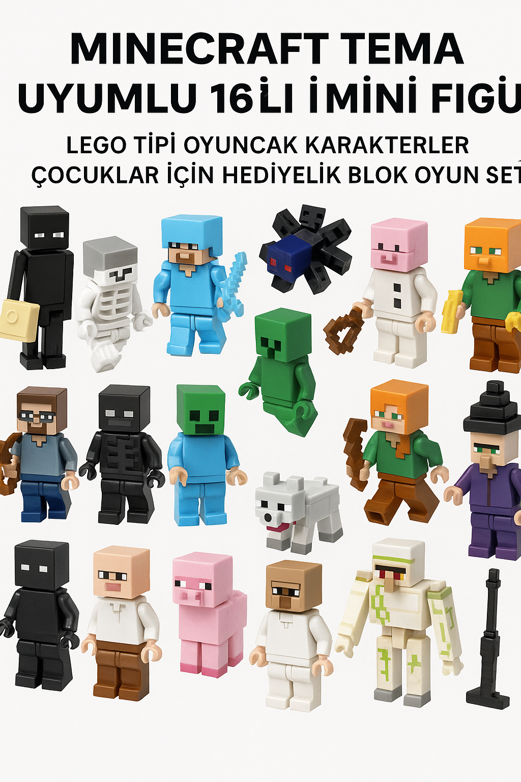 ÇOCUKLAR İÇİN MİNECRAFT TİPİ FİGÜR SETİ – (16-29 PARÇ9 LEGO UYUMLU OYUNCAK