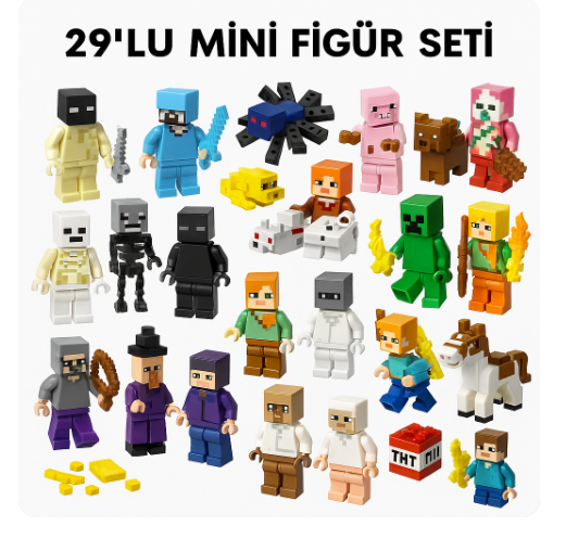ÇOCUKLAR İÇİN MİNECRAFT TİPİ FİGÜR SETİ – (16-29 PARÇ9 LEGO UYUMLU OYUNCAK