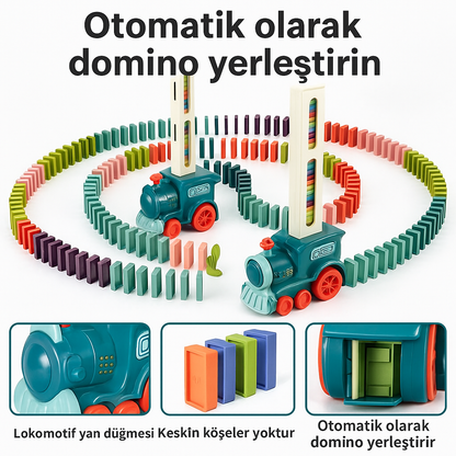 OTOMATİK DOMİNO DİZİCİ TREN OYUNCAĞI – RENKLİ, SESLİ, EĞİTİCİ!